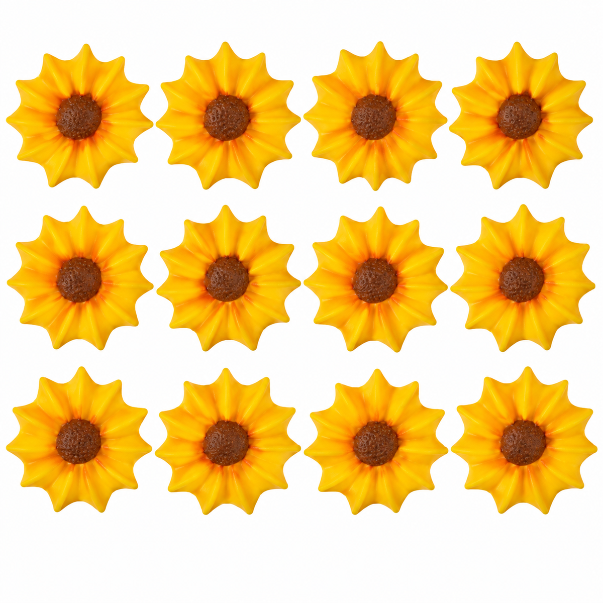 Sunflower Edible Cake & Cupcake Decorations – Golden Yellow, 3/4 Inch, 12 Count