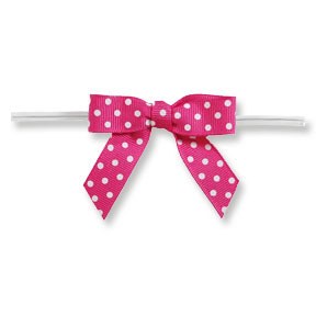 Hot Pink And White Bow 6pk