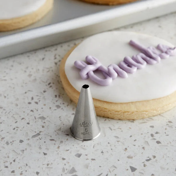 Bold Lines & Dots Piping Tip #6 - Ateco Stainless Steel Round Decorating Tube