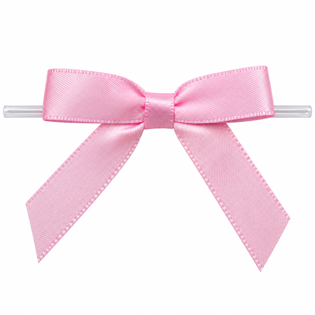 Pink Satin Pre-Tied Bows with Twist Ties – 2 Inch, 12 Count