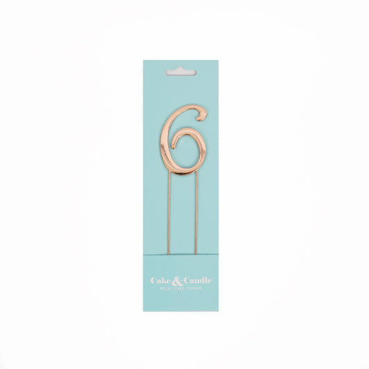 Birthday Cake Topper Number 6 Rose Gold 2.75in