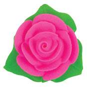 Edible Decorations Rose With Leaf 1in Pink 4-Count