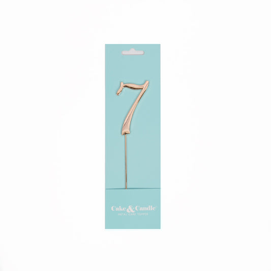 Birthday Cake Topper Number 7 Rose Gold 2.75in