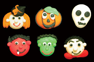 Edible Decorations Mini Halloween Faces 3/4in 6-Count