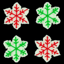 Edible Decorations Snowflakes Red And Green 12 Pack