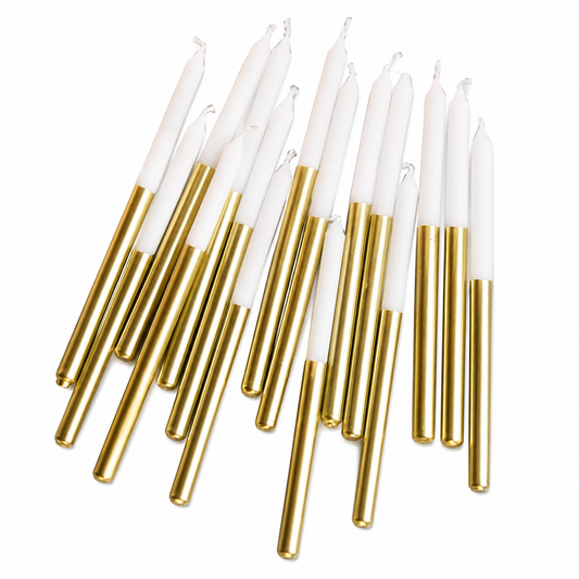 Gold Metallic Dip Birthday Candles (16 Count) | Birthday Cake Candles with Holders