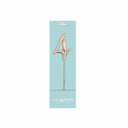 Birthday Cake Topper Number 4 Rose Gold 2.75in
