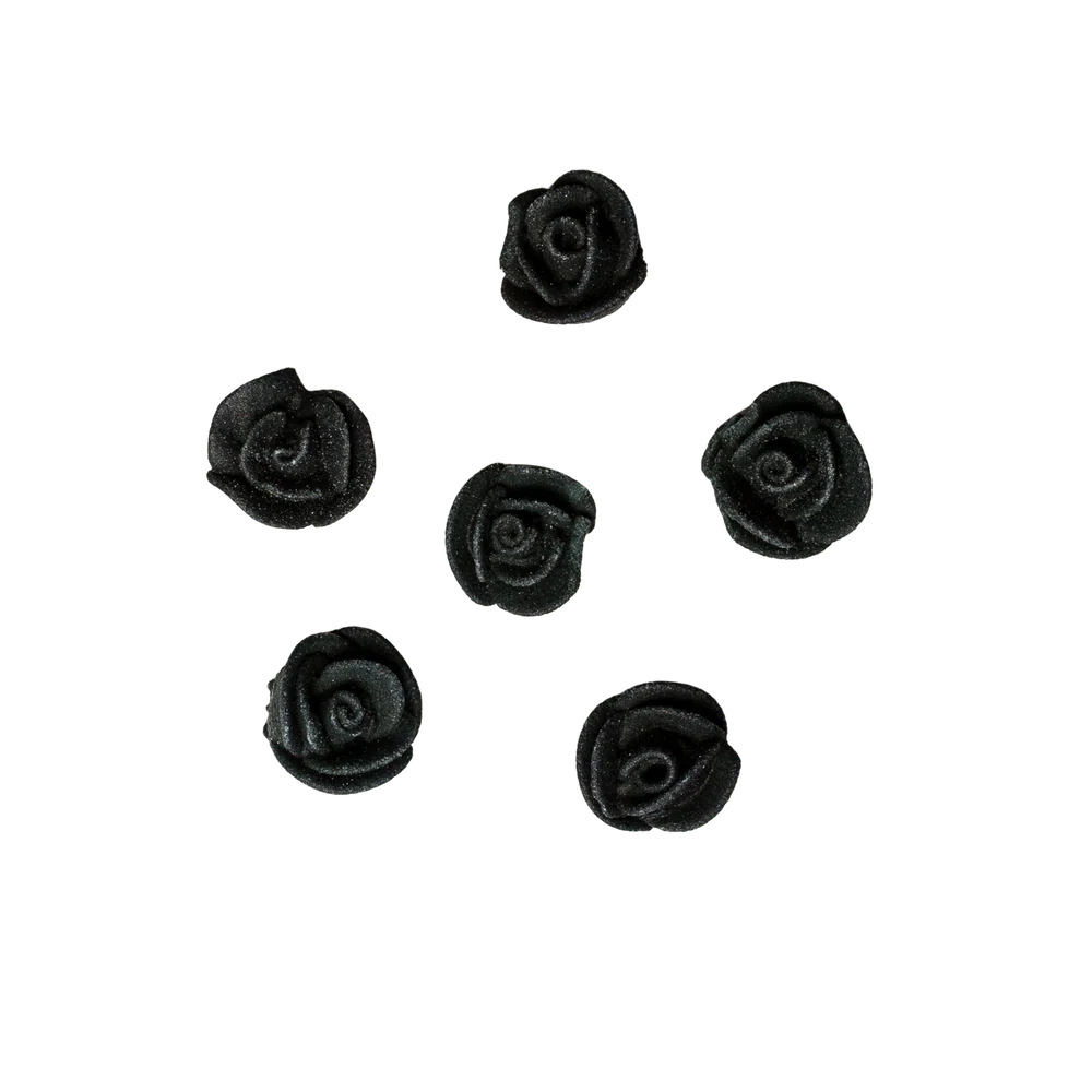 Edible Decorations Icing Rose Mini Black 1/2in 40-Count