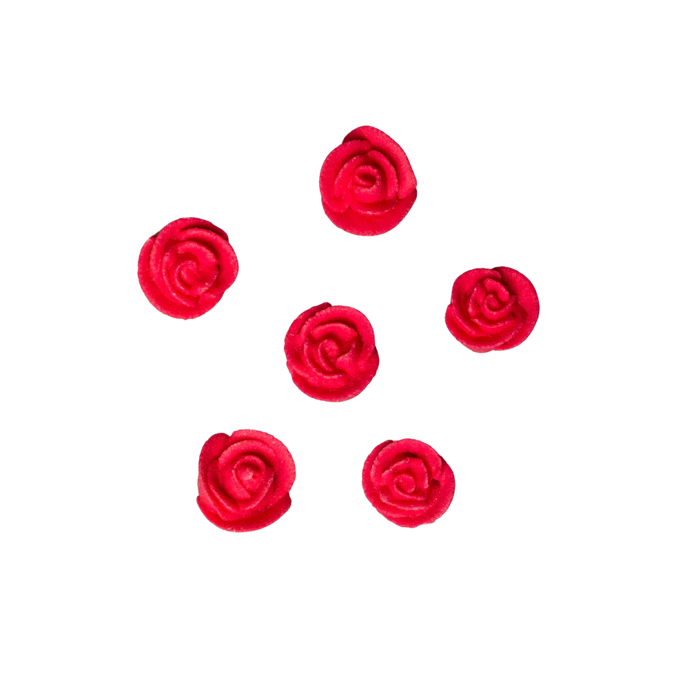 Edible Decorations Icing Rose Mini Red 1/4in 40-Count