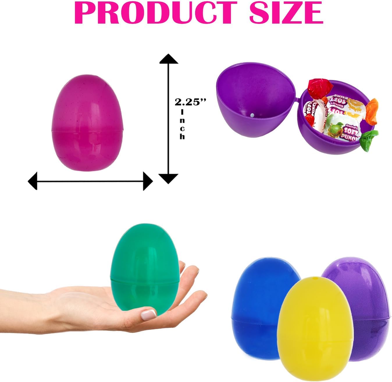 Plastic Fillable Easter Eggs 100 Count – Party Favor, Prize & Treasure Hunt Eggs