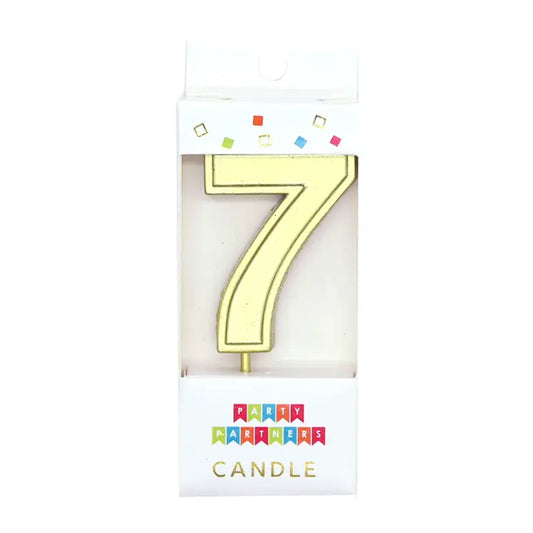 Number 7  Gold Metallic Candle