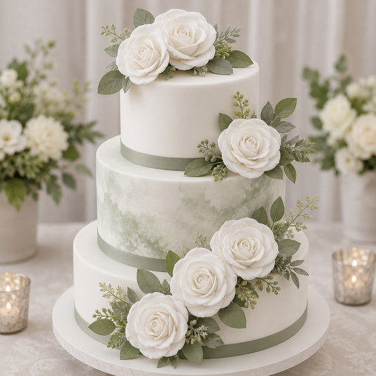 White Gum Paste Rose | White Rose Gumpaste Wedding Cake Decoration 2.5in