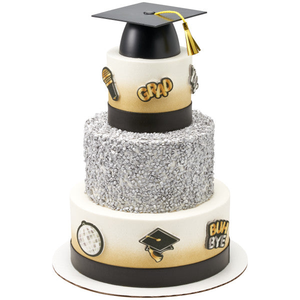 Yay Grad Icing Cake Toppers for Graduation Asst 4-Count