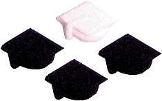 Graduation Cap Edible Decorations – Black & White Sugar Toppers 12 Count