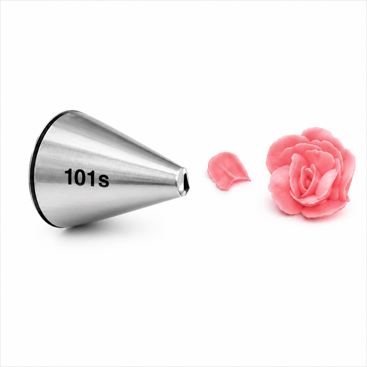 Wilton #101S Petal Piping Tip – Small Petal Decorating Tip for Roses, Flowers & Ruffles - Stainless Steel Cake Decorating Tip