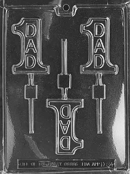 Fathers Day #1 Dad Lollipop Mold 3 Cavity
