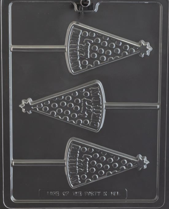 Happy Birthday Party Hat Lollipop Mold 3 Cavity