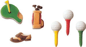 Golf Assorted Sugar Cupcake Toppers 8 Count