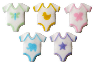 Edible Decorations Baby Onepiece Sugars 1.5in 5-Count