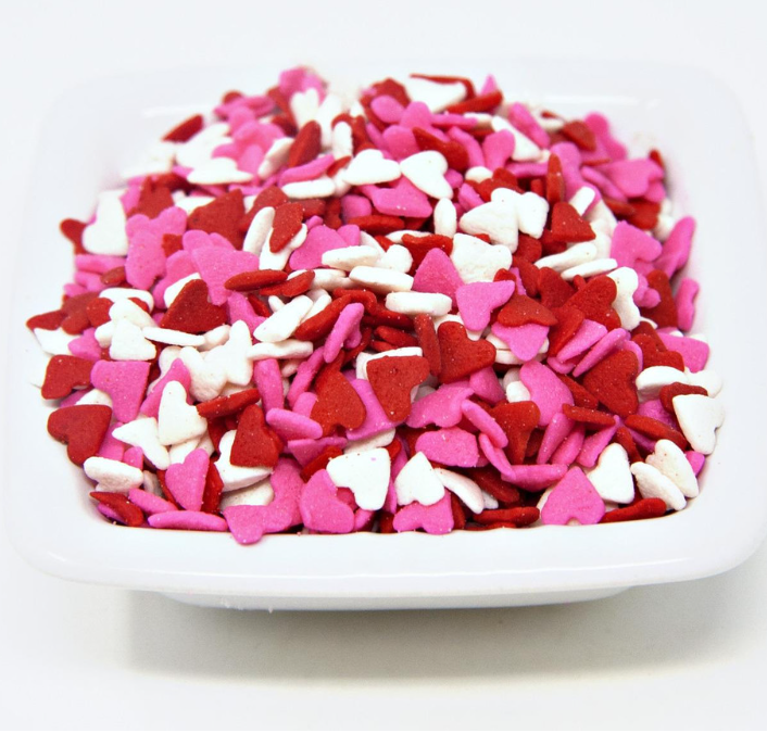 Valentines Pink Red and White Heart Confetti Sprinkles