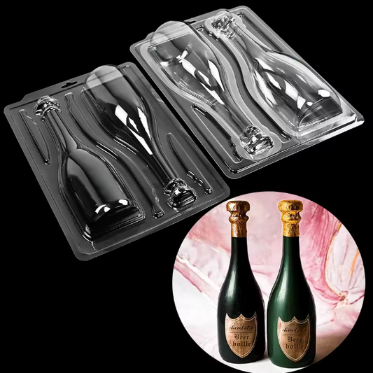 Professional Champagne Bottle POM Chocolate Mold with Silicone Insert