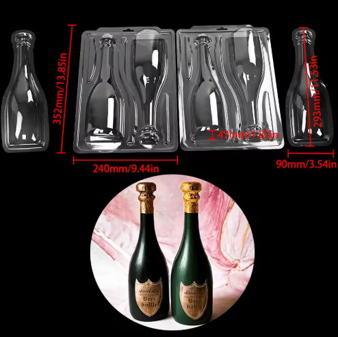 Champagne Bottle Chocolate Mold With Silicone Insert