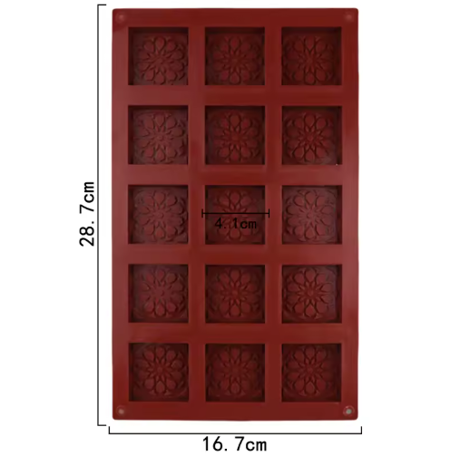 Geometric Floral Square Chocolate Bar Silicone Mold