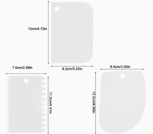 Cake Comb Set | 3 Piece Buttercream Icing Comb & Cake Scraper Set