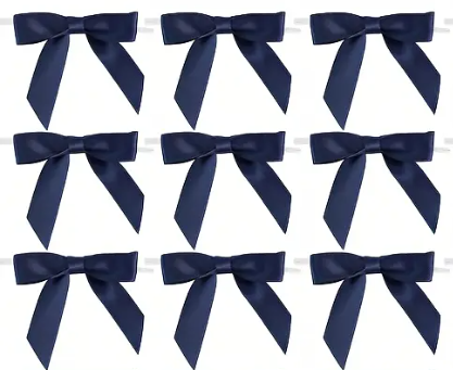 Medium Navy Blue Bows With Twist Ties 10 Count
