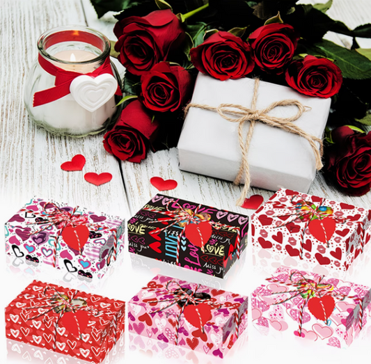 Valentine Heart Window Bakery Boxes – Assorted Designs (Set of 6)
