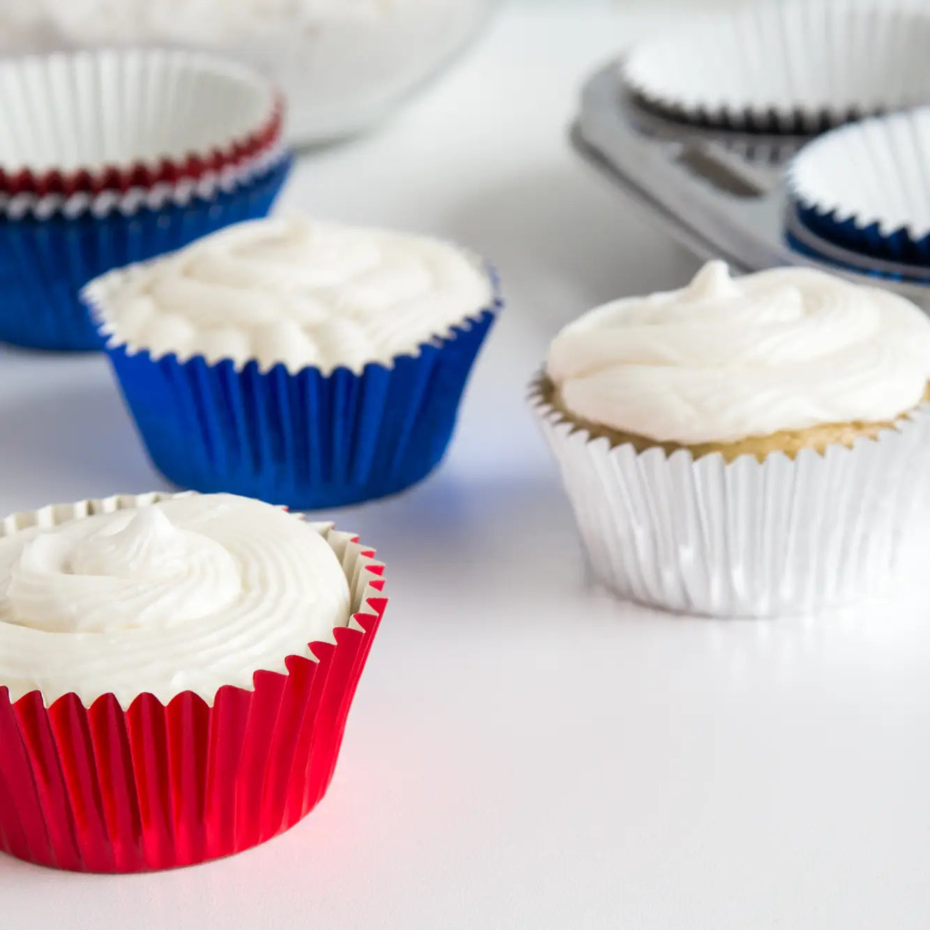 Patriotic Foil Cupcake Liners 45 Count