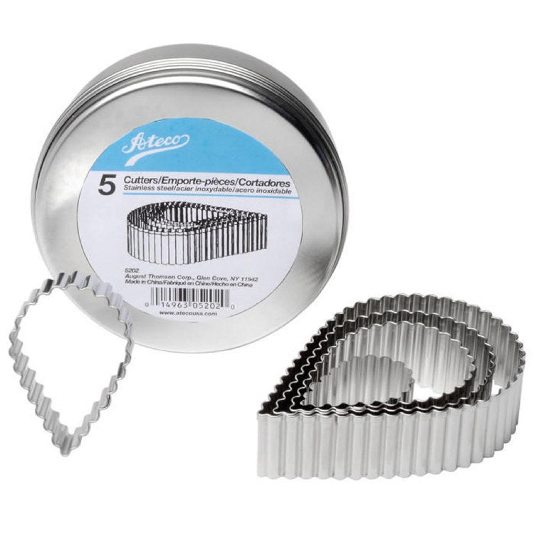 ATECO Tear Drop Cutters Fluted 5 Pc