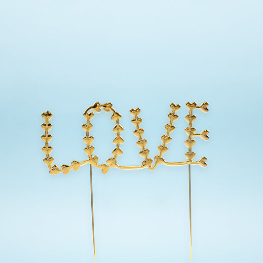 Valentines Gold Metal Cake Topper - LOVE