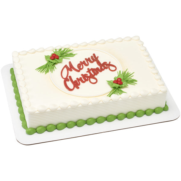 Merry Christmas Cake Topper  Red Glitter