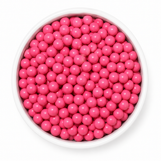 Bubblegum Pink Chocolate Candy Pearls with Crispy Shell – Edible Dragées for Cakes & Cupcakes