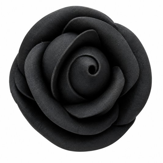 Black Rose Edible Cake Decoration – Black Sugar Rose 3 Count