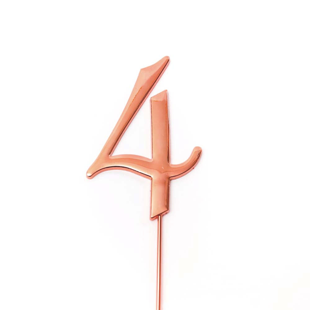 Birthday Cake Topper Number 4 Rose Gold 2.75in
