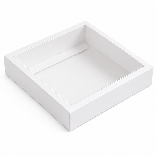 Chocolate Covered Strawberry Gift Box with Clear Lid – White Dessert Bakery Packaging