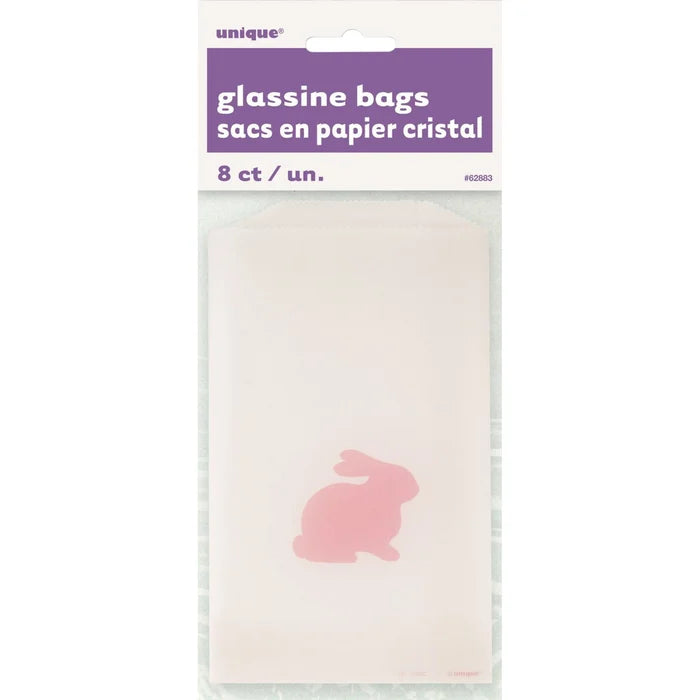 Pink Bunny Easter Glassine Treat Bags 8ct