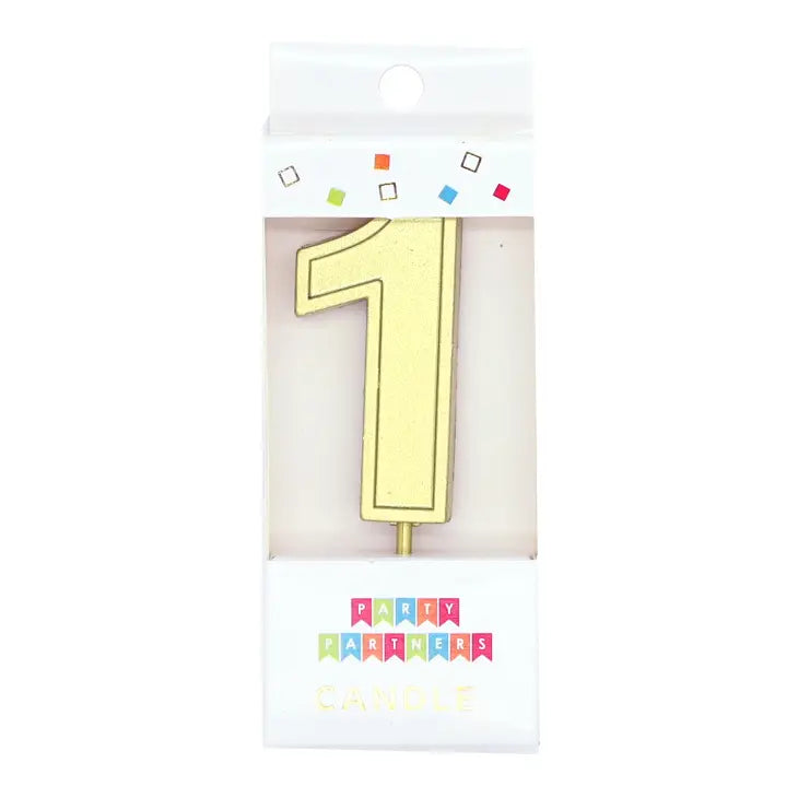 Number 1 Gold Metallic Candle