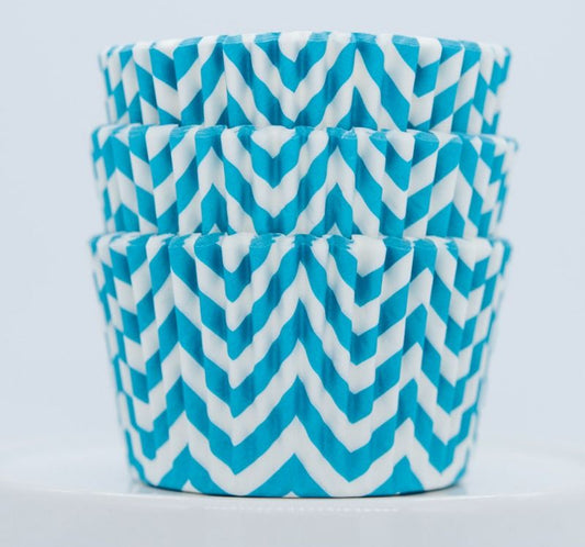 Teal Chevron Cupcake Liners 50-count