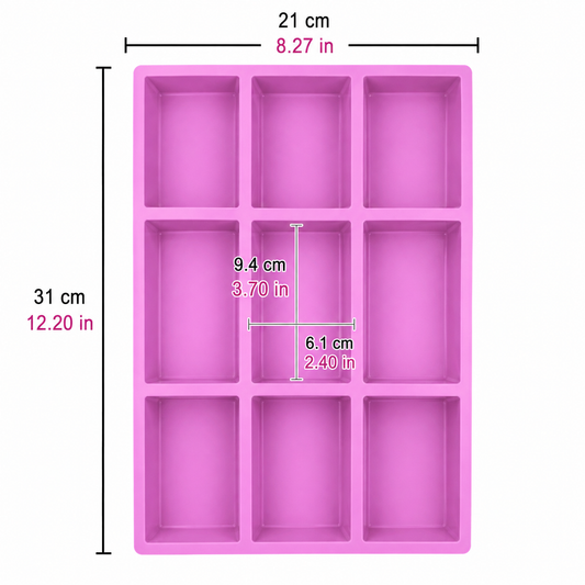 Large Rectangle Cookie Bar Silicone Mold – 9 Cavity