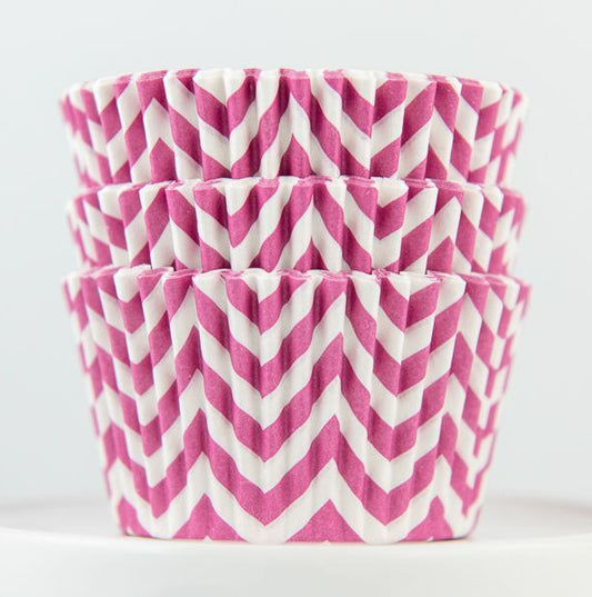 Pink Chevron Cupcake Liners 50-count