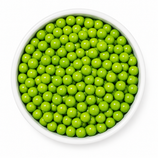 Lime Green Chocolate Candy Pearls with Crispy Shell – Edible Dragées for Cakes & Cupcakes