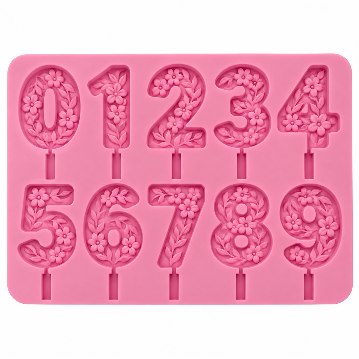 Floral Number Lollipop Silicone Mold – 0–9