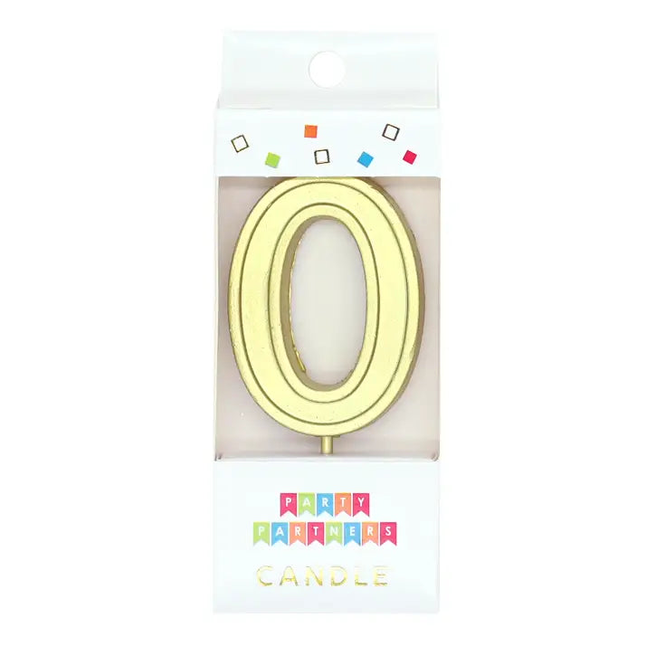 Number 0 Gold Metallic Candle
