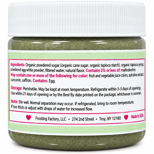 All Natural Green Cookie Icing by Frosting Factory 2 oz