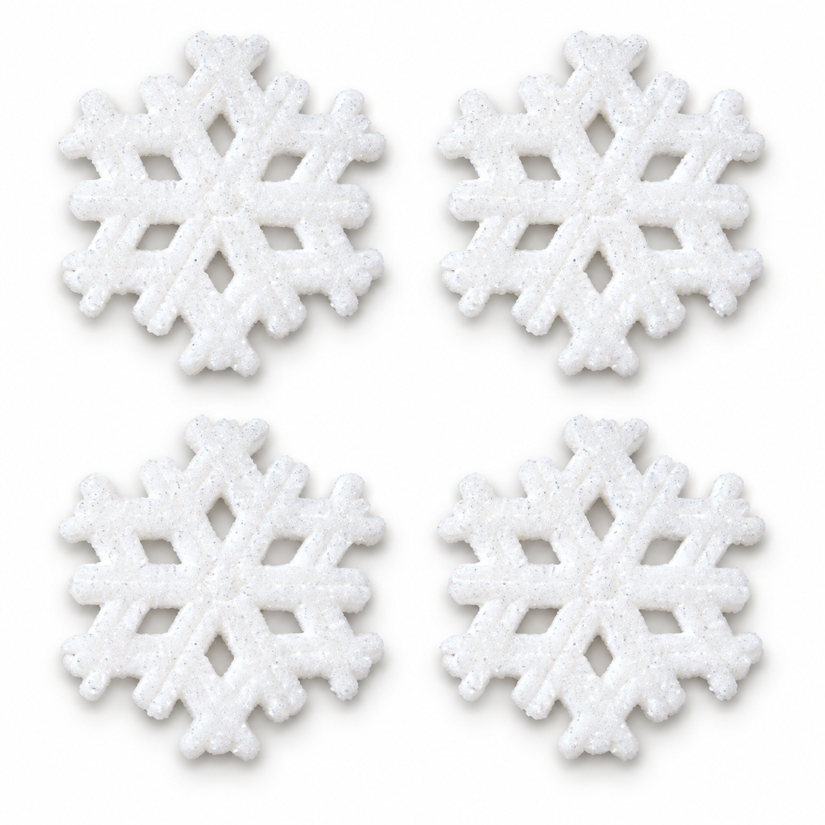 Product name: Edible Snowflake Sugar Decorations for Cakes & Cupcakes, 4 Count