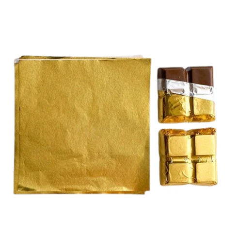 Gold Candy Wrappers 4x4 in – Chocolate Foils, 125 Count