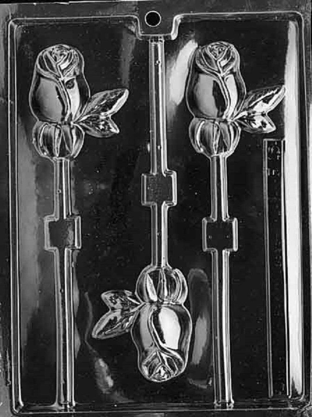 Rose Lollipop Chocolate Mold – Floral Candy Mold 3 Cavity